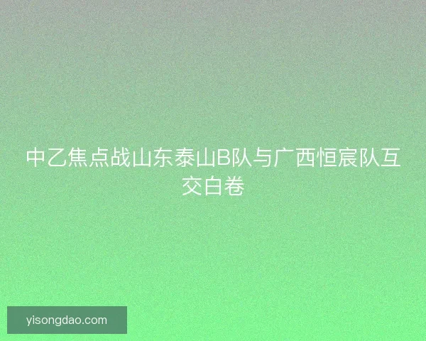 中乙焦点战山东泰山B队与广西恒宸队互交白卷